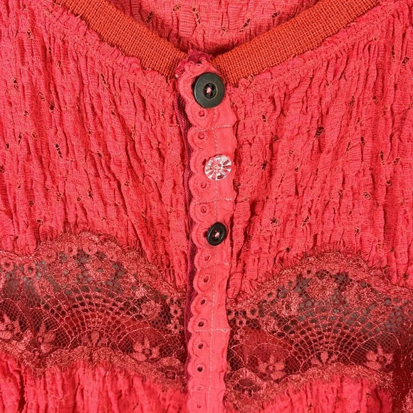 Free People Long Sleeve Lace Boho Top - Picture 4 of 9